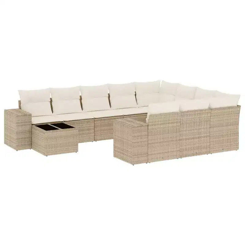 vidaXL 11 Piece Patio Sofa Set with Cushions, Poly Rattan Modular Outdoor Sectional