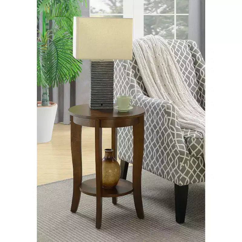 HomeStock Belmont Mid Century Modern End Table with Multi Tier Tabletop Surface and Sleek Design for Lamps, Books and Accessories