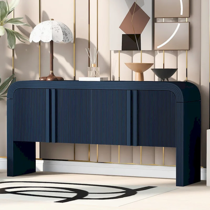 63 Striped Sideboard Buffet Cabinet with Adjustable Shelves