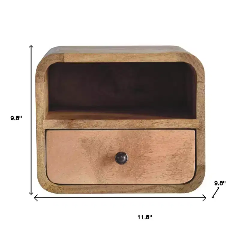 12 Oak Solid Wood One Drawer Floating Nightstand