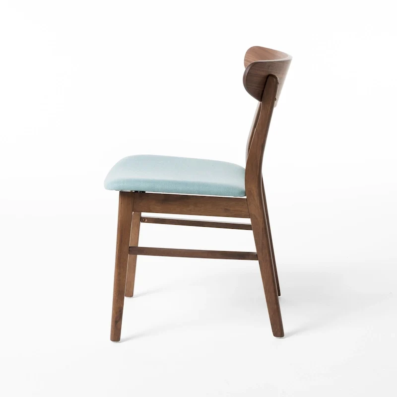 Mid-Century Modern Upholstered Rubberwood Dining Chair (Set of 2)