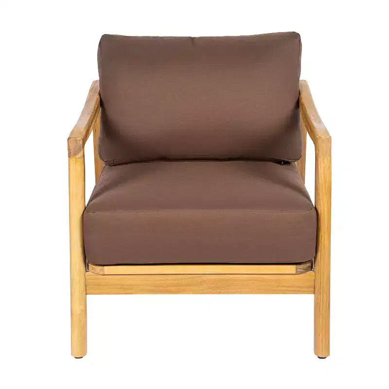 Christopher Knight Home Ritu Modern Acacia Wood Patio Club Chair with Rope Back Detail and Cushion