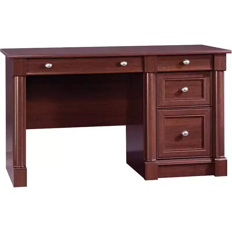 Cherry Traditional Executive Computer Desk with Drawers, 1-Person