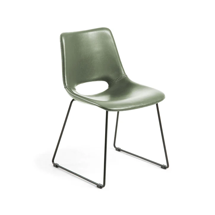 Mid-Century Green Synthetic Leather Dining Chair for Dining Room
