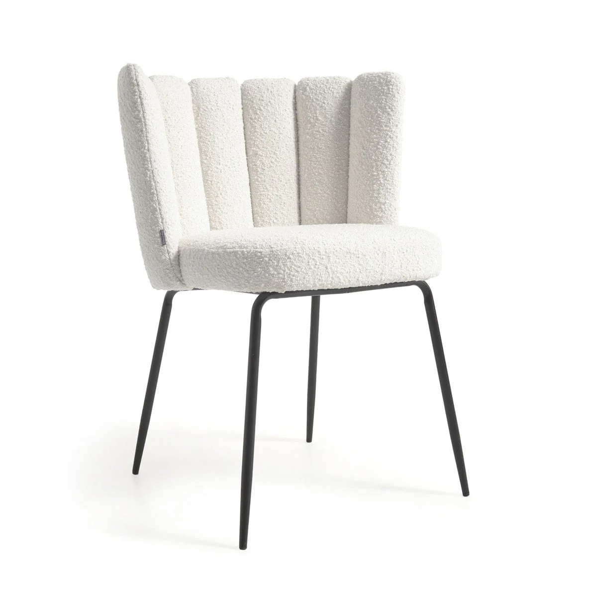 Ivory Boucle Dining Chair with Cushioned for Dining Room