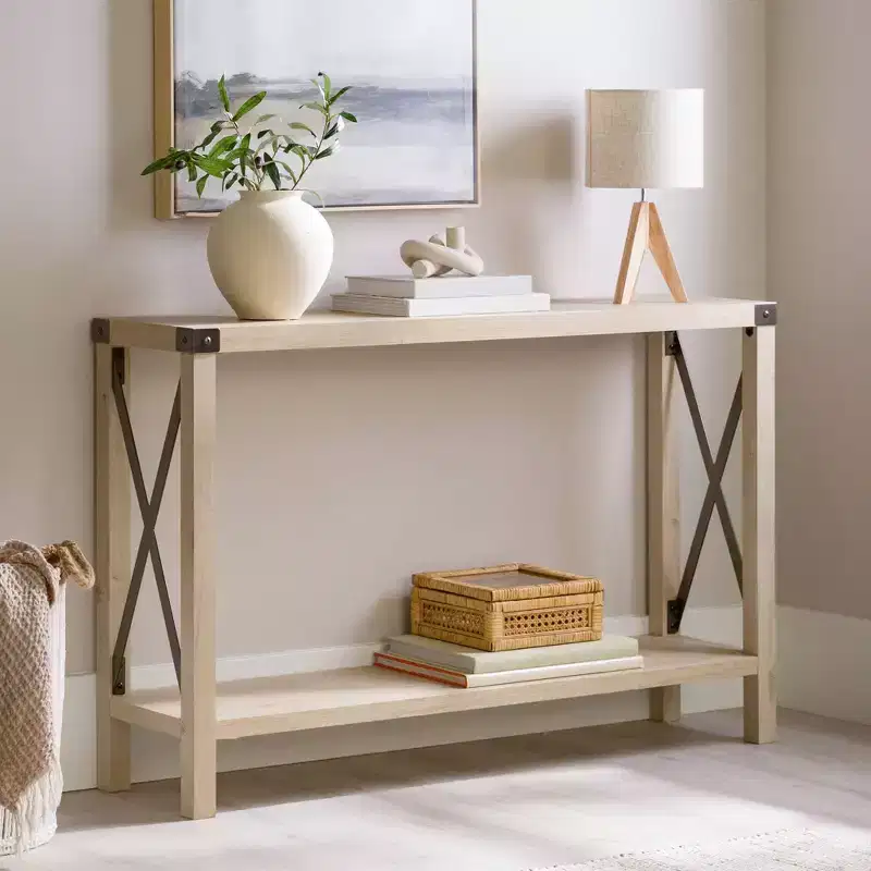 Sophie Rustic Industrial X Frame Entry Table - Saracina Home