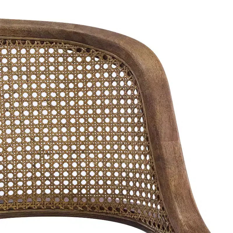 Christopher Knight Home Charlotte Mid-Century Modern Upholstered Dining Chairs with Natural Rattan Cane Back (Set of 2)