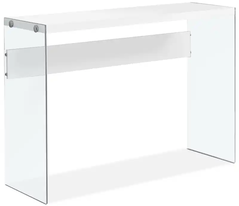 44 Modern Sofa Table - White with Glass Legs