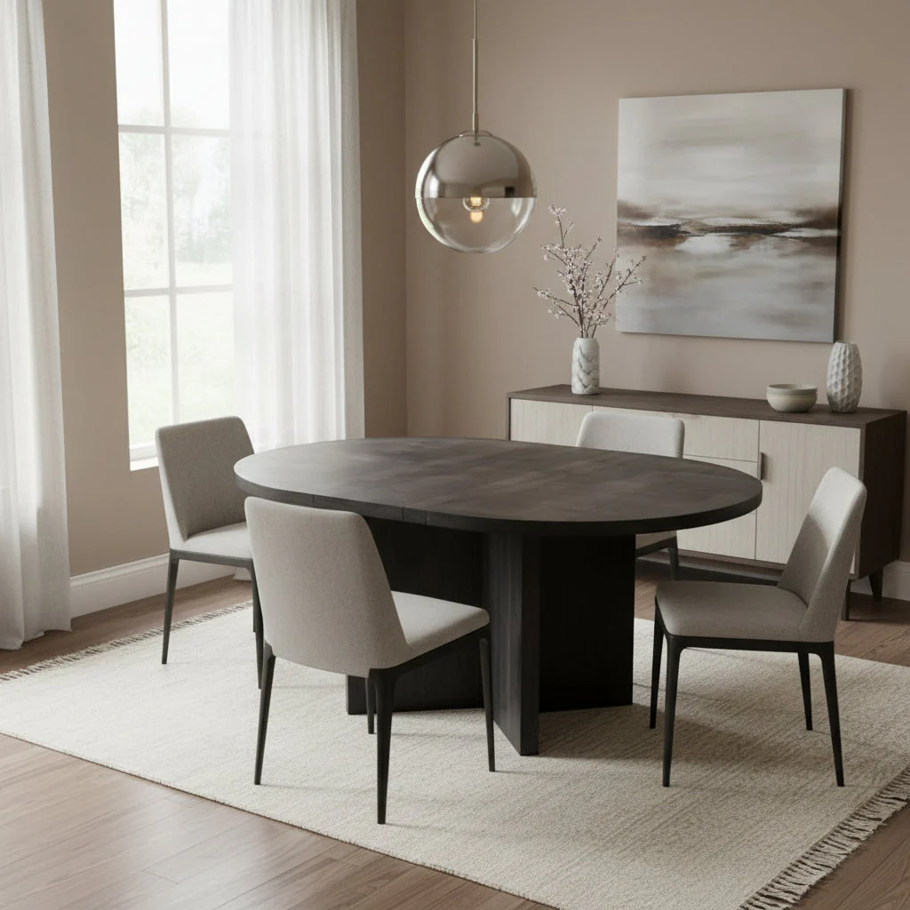 52 Round Leaf Pedestal Table