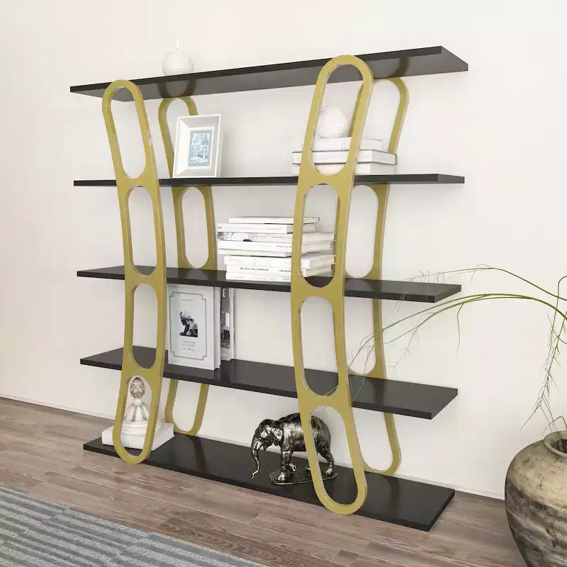 Modern Sculptural Bookcase, 5-Shelf Freestanding Display Unit, Eco-Friendly Particle Board