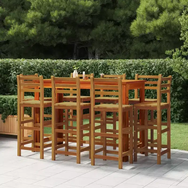 vidaXL Garden Bar Set Natural Wood Solid acacia wood with oil finish Large