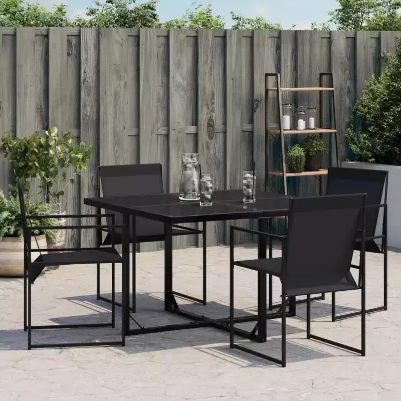 vidaXL Patio Chairs 4 pcs Black Steel and Textilene