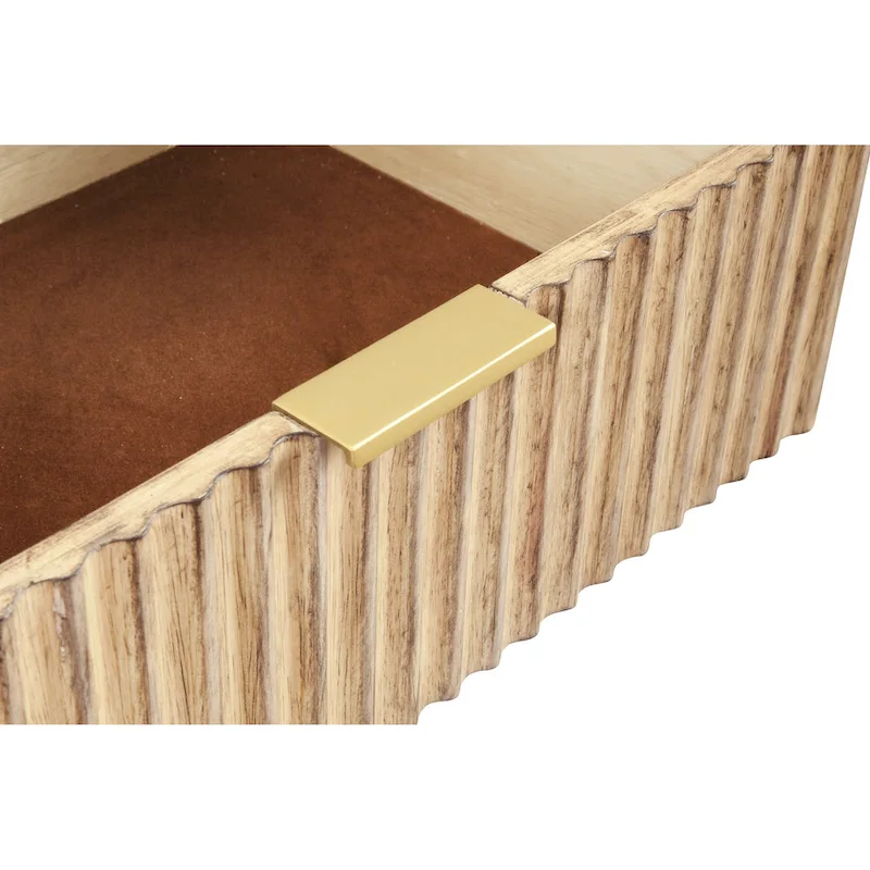 Modern Luxurious Nightstand with 2 Drawers and Gold Metal Legs