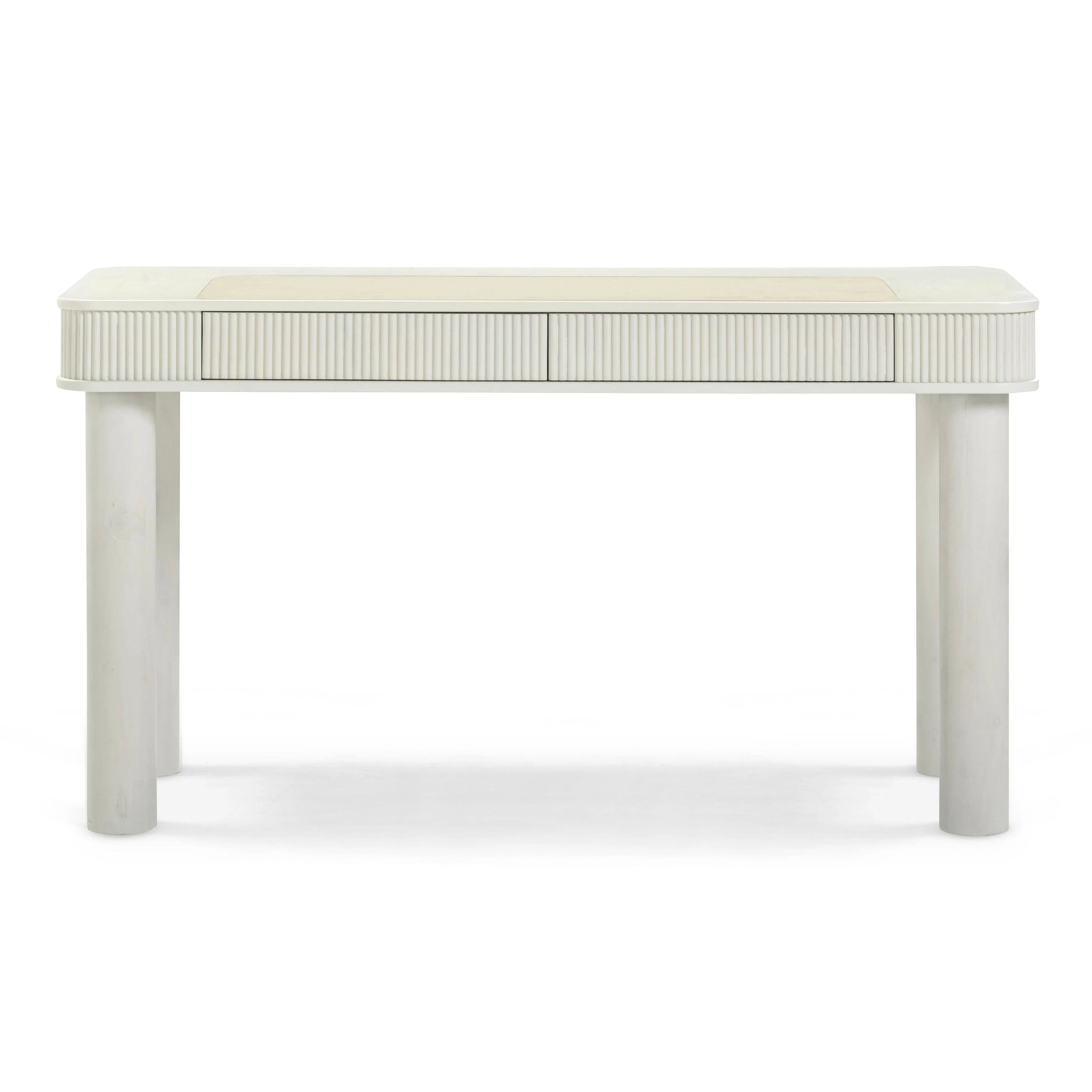 55 Cream 2-Drawer Executive Work Desk