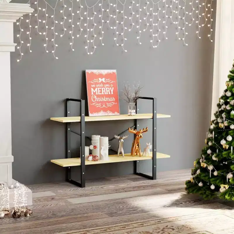 2-Tier Book Cabinet, White Engineered Wood and Metal