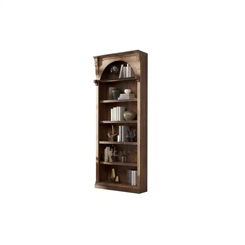 94 Traditional Tall Wood Bookcase with Storage Stratton Collection Brown - Martin Furniture