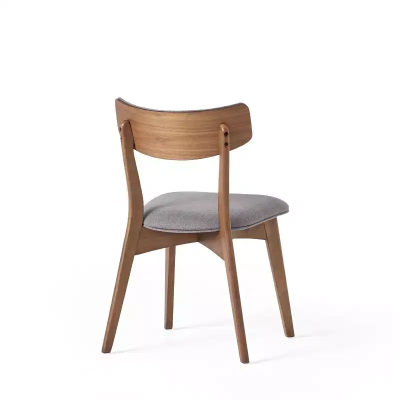 Mid-Century Modern Wood Fabric Upholstered 5 Piece Dining Set
