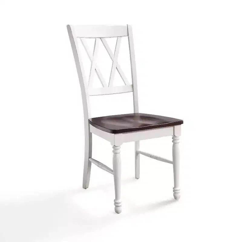 Dining Chair White: Solid Hardwood, Traditional X-Back Design, Rubberwood Legs