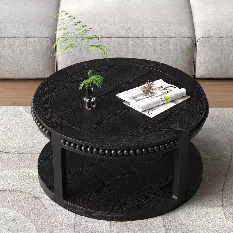 GDFStudio Chiori Modern 2-Tier Wooden 31 Round Coffee Table