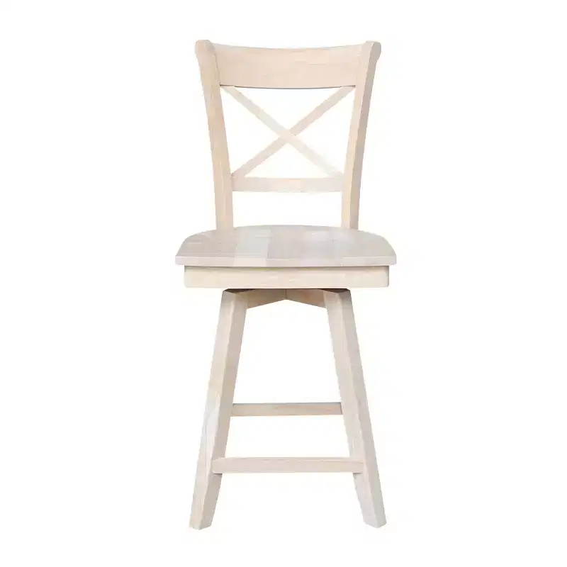 Counter Height Barstool with Swivel and Auto Return – Unfinished Wood