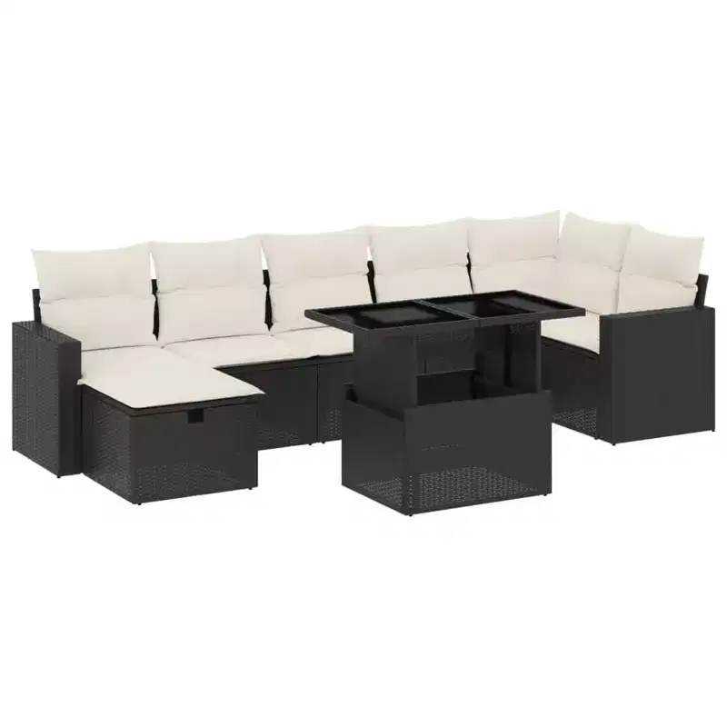 vidaXL 8 Piece Patio Sofa Set with Cushions Poly Rattan