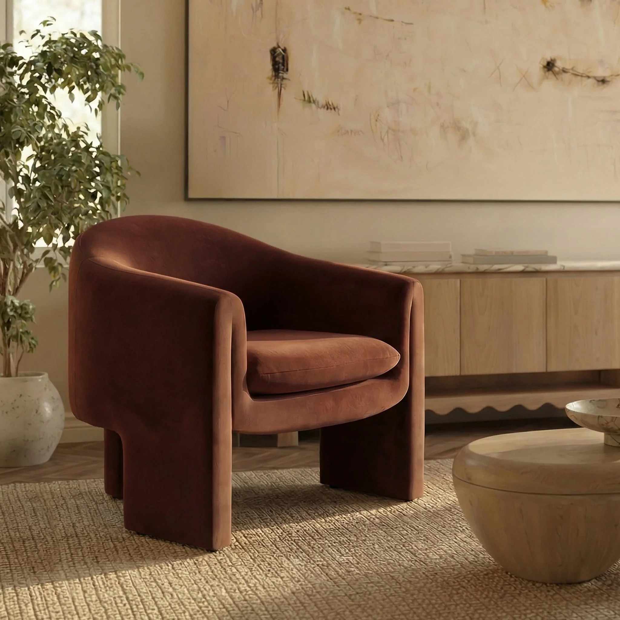 Modern Shadow Rust Lounge Chair for Living Room