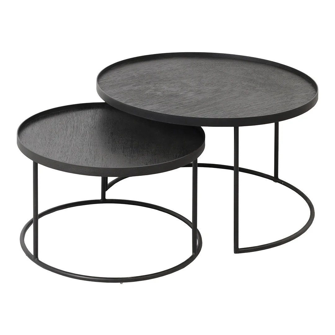 Versatile Wood Coffee Table Set with Interchangeable Tray Tops for Living Room