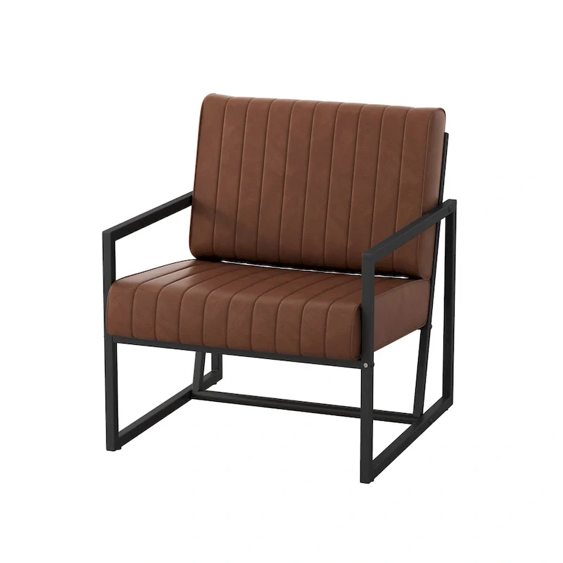 PU Leather Accent Chair with Padded Backrest