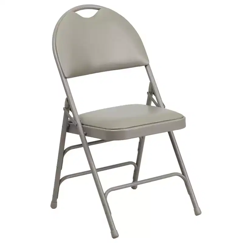 Extra Large Ultra-Premium Triple Braced Metal Folding Chair with Easy-Carry Handle
