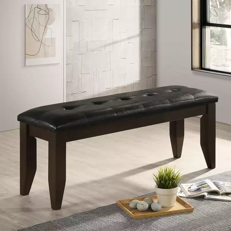 Simple Relax Faux Leather Dining Bench in Cappuccino and Black
