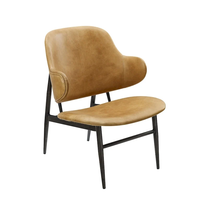 Art Leon Genuine Leather Accent Lounge Chair