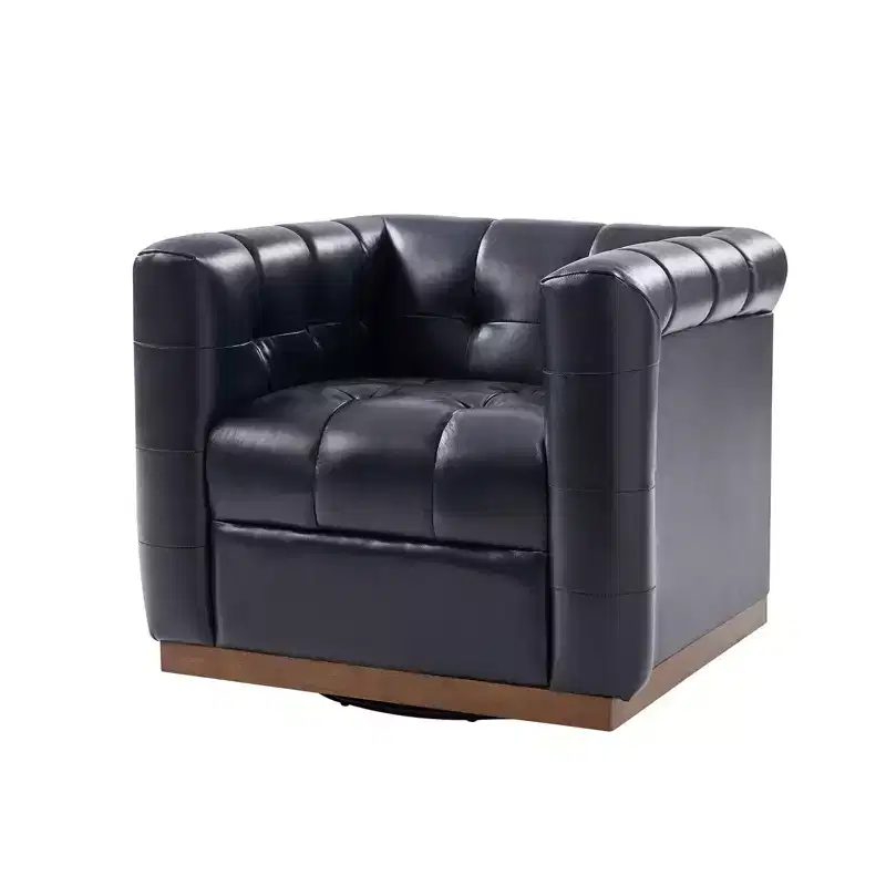 Frankie Modern Genuine Leather Swivel Club Chair| HULALA HOME