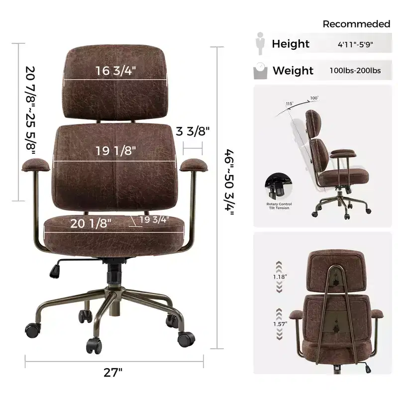 Faux Suede Fabric High Back Office Chair