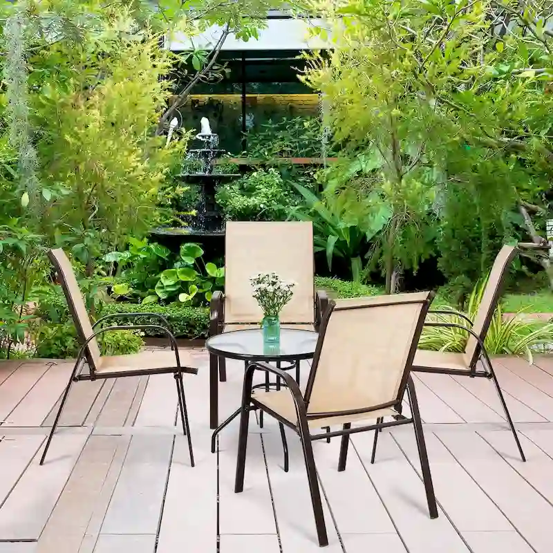 Costway 4PCS Patio Chairs Garden Deck Yard with Armrest - See Details