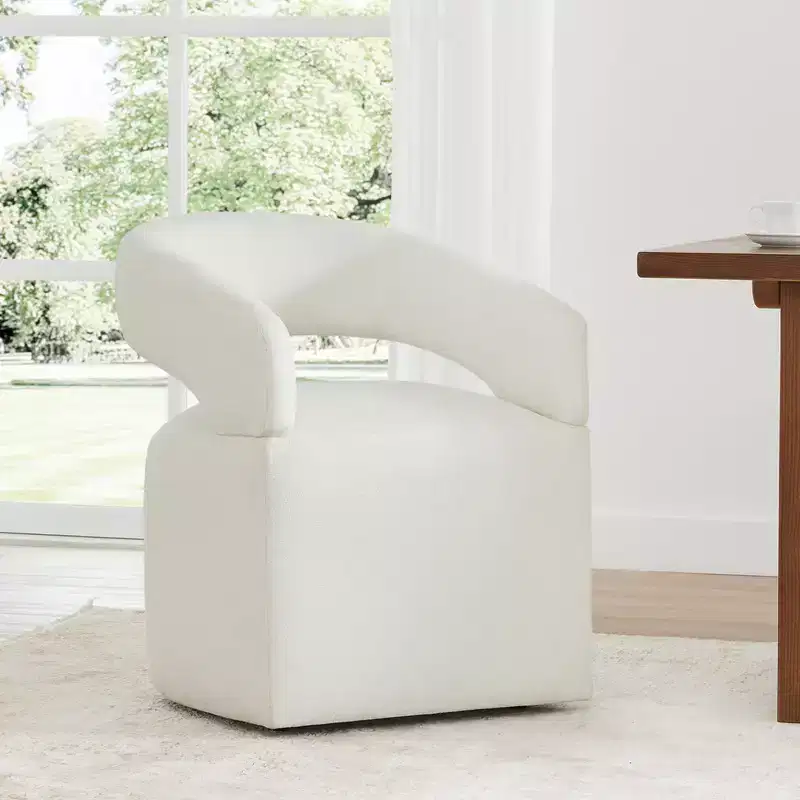 Modern Dining Chair with Casters & Open Back