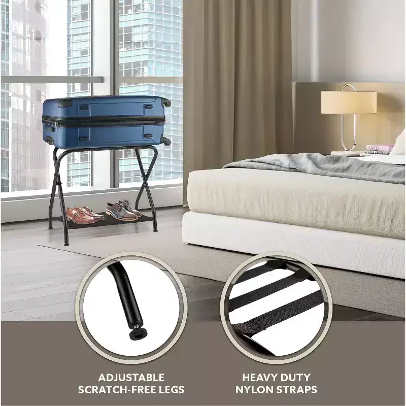 Black Folding Luggage Rack, Set of 2