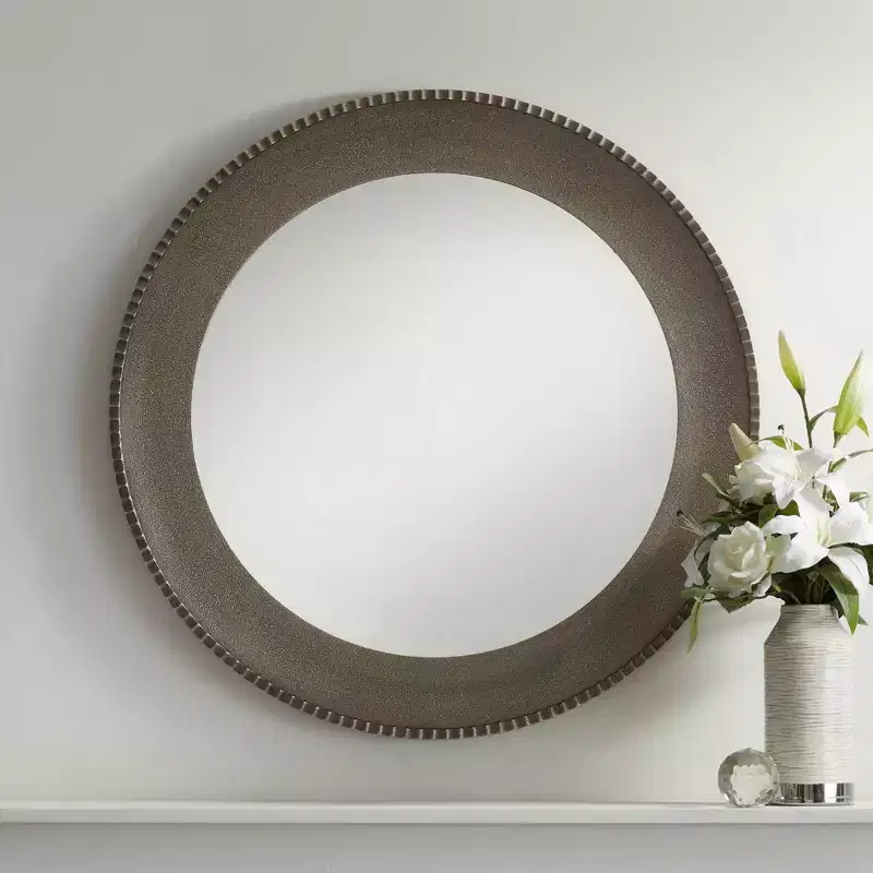 Uttermost Empire Matte Metallic Silver 34 Round Wall Mirror