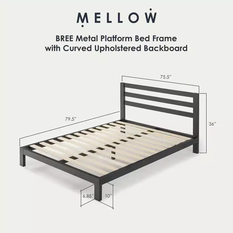 King Modernista Classic Heavy Duty Platform Bed Frame with Headboard, 10, Mellow
