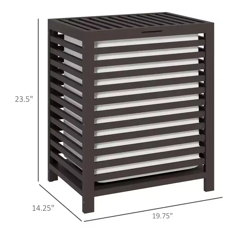 Bamboo Laundry Hamper with Lid & Removable Liner Bag – Coffee, 55L Capacity
