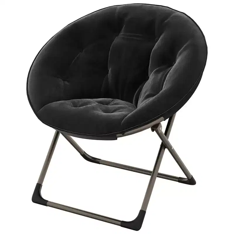 Comfy Saucer Chairs, Folding Reading Lounge Chair, Cozy Faux Fur Living Room Chair with Soft Thick Padded Seat & Metal Frame,Modern Style Bedroom Home