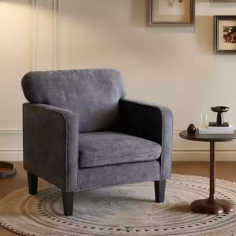 Metal & Polyester Upholstered Lounge Chair with Armrests & Pillow Seat 30.71''W x 33.86''H