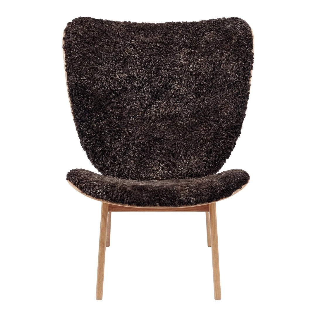 Scandinavian Solid Oak Lounge Chair with Elephant Ear-Shaped Curved Back for Living Room