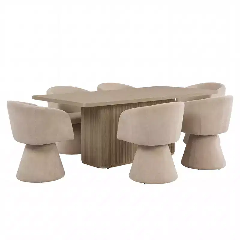Christopher Knight Home Busaba Modern 7 Piece Wooden and Metal Dining Set with 180 Swivel Chairs