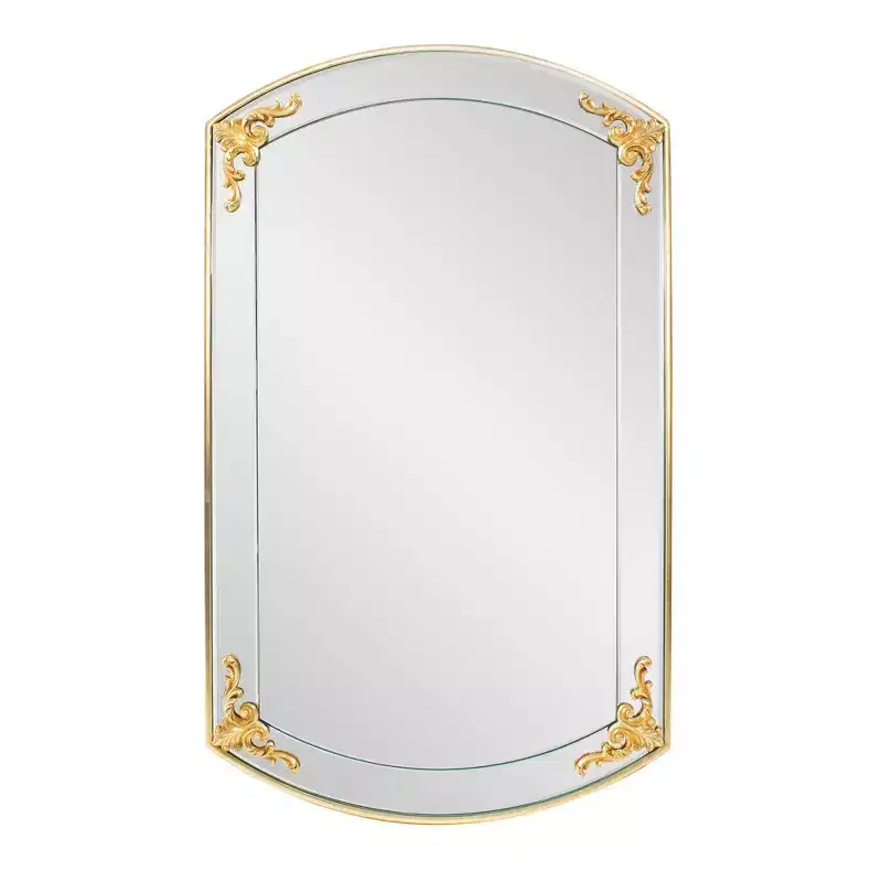 Gold Gilded Rectangular Vanity Wall Mirror, Arched Frame