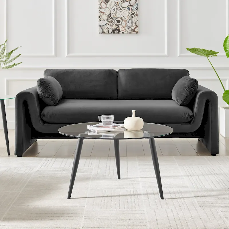 Coffee Table with Taper Legs and Glass Tabletop