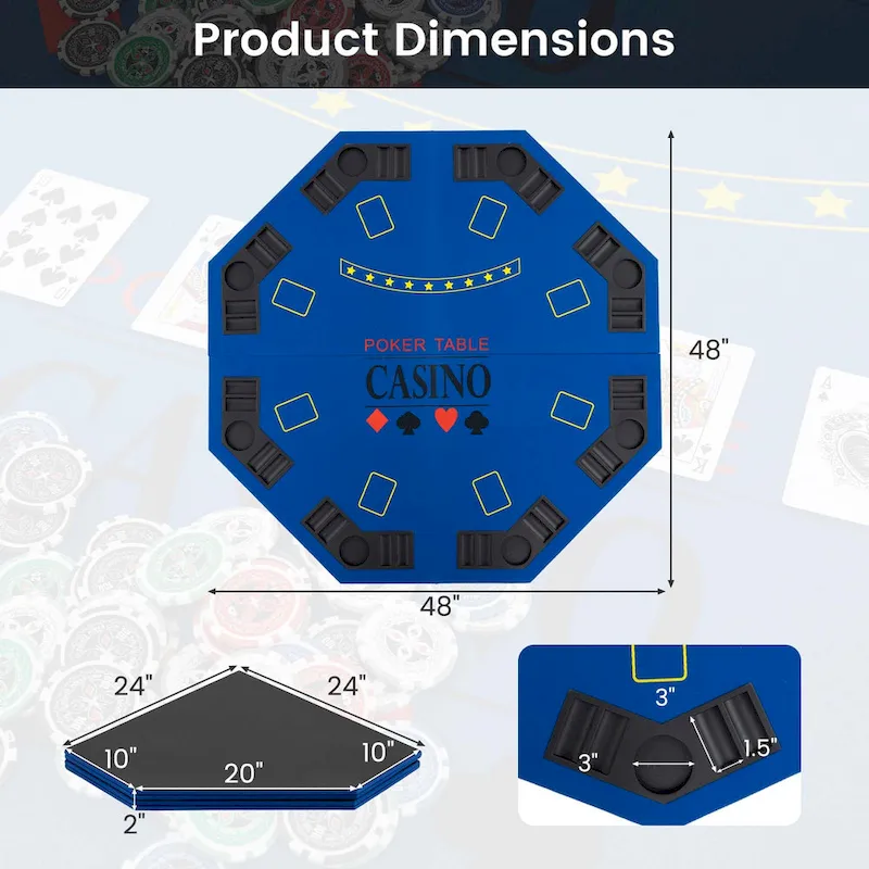 Costway 48 Poker Table Top - 8 Player Foldable Texas Holdem Poker - See Details