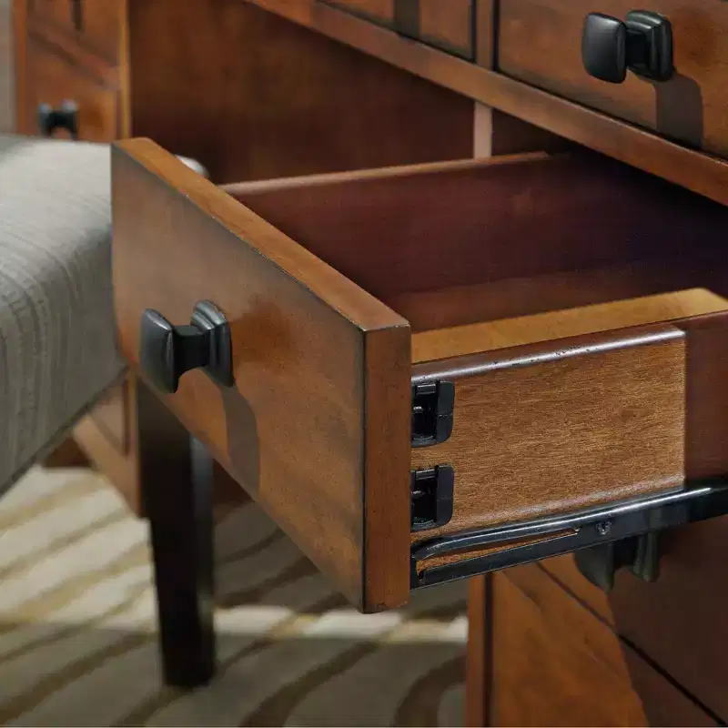Tahoe Executive Pedestal Desk - Aged Maple - Home Styles: Hardwood, Mid-Century Modern Office Furniture
