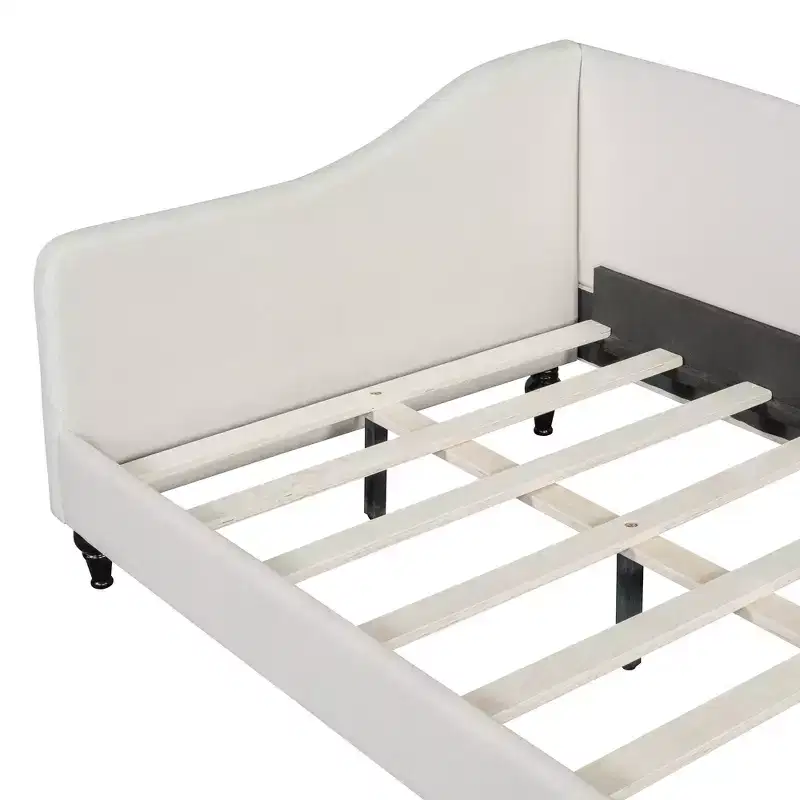Whisen Stylish L-Shaped Design Solid Wood Legs Linen Daybed