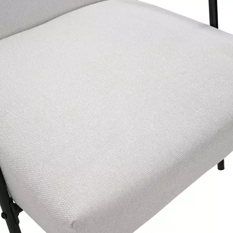 Upholstered Lounge Chair with Armrest, 120° Tilt & High-Density Foam Cushion, White Flannel