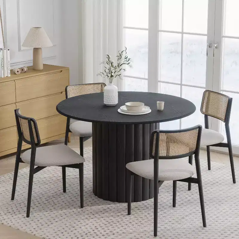 Dovelina Mid-Century Round Dining Table Kitchen Table with Designer Table Base